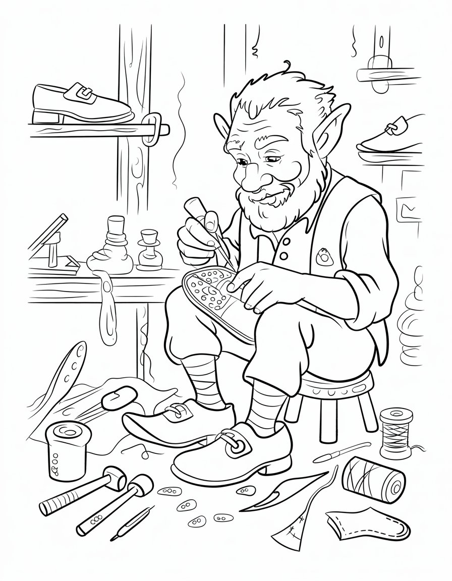 Leprechaun Making Shoes
